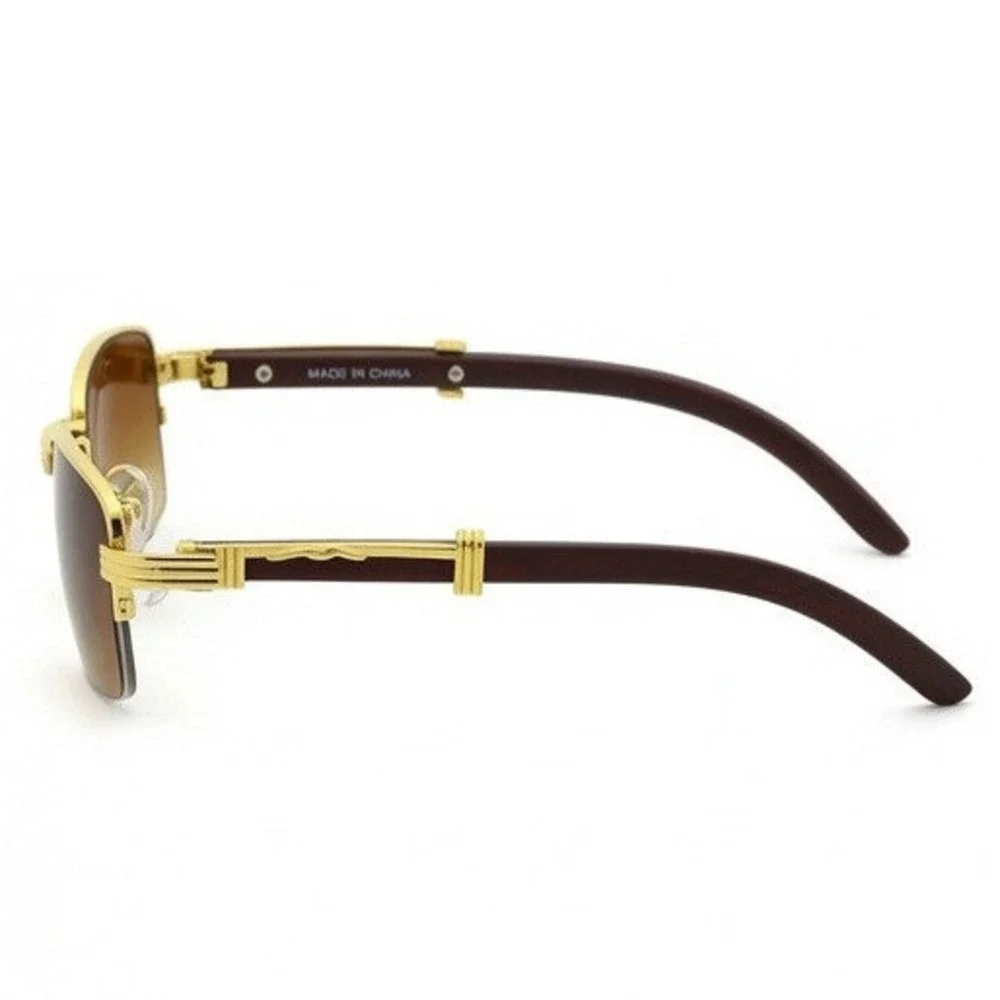 Mens Streetwear Sunglasses Brown Gradient Lens Gold Rapper Colo Gangster UV400